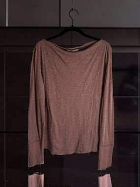 Free People Chocolate Love Brown Long Sleeve Tee